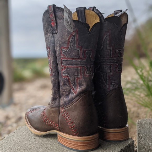 TIN HAUL men's "Slugger" baseball theme leather cowboy western boots NEW in box - Picture 9 of 16